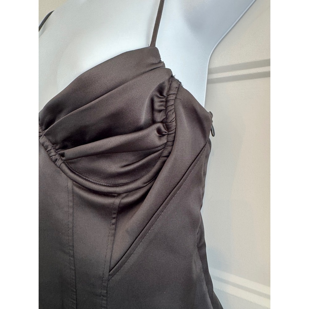 Zara Black Satin Corset Bodice Bodysuit Ruched Underwire Small - Picture 6 of 8